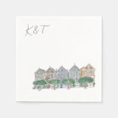 Geschilderde dames, San Francisco bruiloft cocktai Servet (Voorkant)