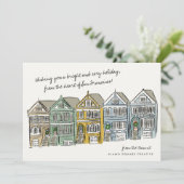 Geschilderde dames San Francisco kerstfoto Feestdagenkaart (Staand voorkant)