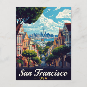 Geschilderde Dames van San Francisco Stadsgezicht Briefkaart