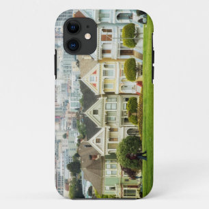 Geschilderde dames, Victoriaans huizen en skyline iPhone 11 Hoesje