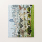 Geschilderde dames, Victoriaans huizen en skyline Legpuzzel (Verticaal)