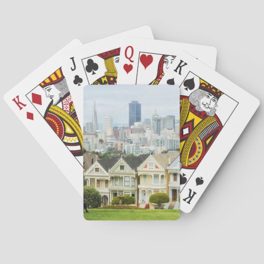 Geschilderde dames, Victoriaans huizen en skyline Pokerkaarten (Achterkant)