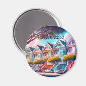 Geschilderde dames Victoriaans San Francisco Souve Magneet (Voorkant / Achterkant)