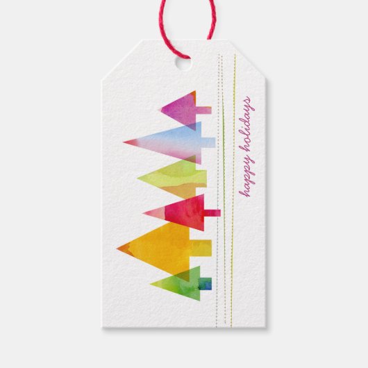 Geschilderde Dennen Gift Tag Cadeaulabel (Voorkant)