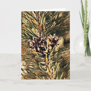 Geschilderde dennenappels kerstkaart kaart