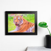 Geschilderde Digitale Siberische Tijger Poster