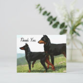  geschilderde doberman dank u briefkaart (Staand voorkant)