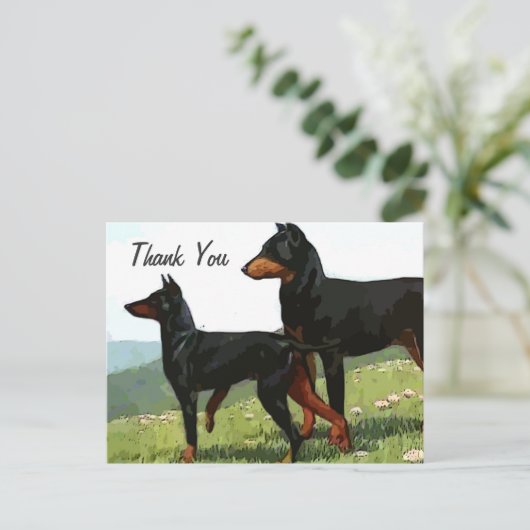  geschilderde doberman dank u briefkaart (Staand voorkant)