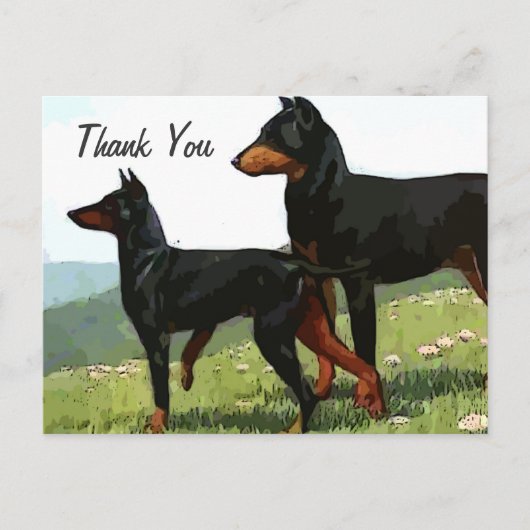  geschilderde doberman dank u briefkaart (Voorkant)