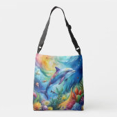 Geschilderde dolfijn crossbody tas (Achterkant)