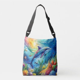 Geschilderde dolfijn crossbody tas