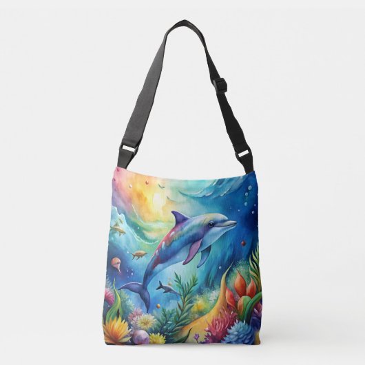 Geschilderde dolfijn crossbody tas (Voorkant)