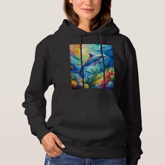 Geschilderde dolfijn hoodie (Voorkant)