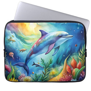 Geschilderde dolfijn laptop sleeve