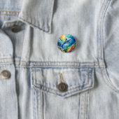 Geschilderde dolfijn ronde button 3,2 cm (In situ)