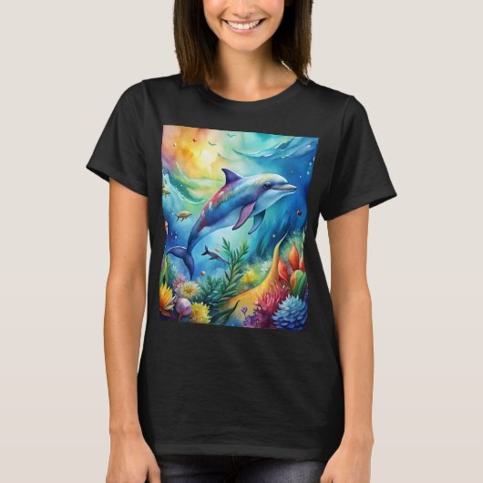 Geschilderde dolfijn t-shirt (Voorkant)
