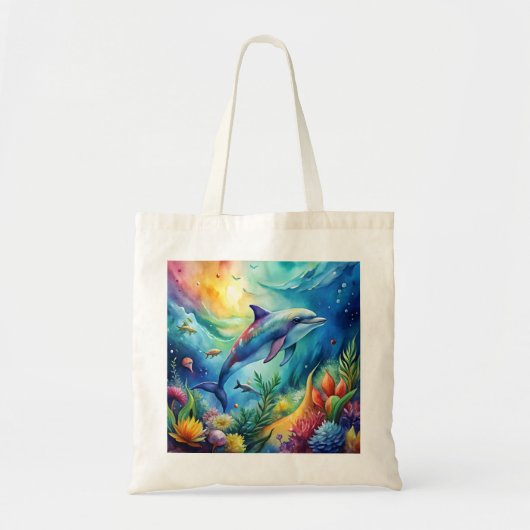 Geschilderde dolfijn tote bag (Voorkant)