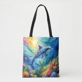 Geschilderde dolfijn tote bag