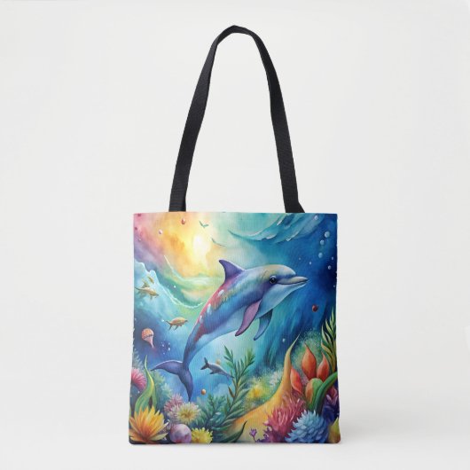 Geschilderde dolfijn tote bag (Voorkant)