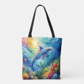 Geschilderde dolfijn tote bag (Achterkant)