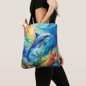 Geschilderde dolfijn tote bag (Dichtbij)