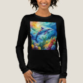 Geschilderde Dolfijn Tri-Blend Shirt (Voorkant)
