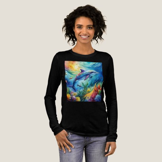 Geschilderde Dolfijn Tri-Blend Shirt (Voorkant)