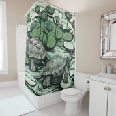 Geschilderde Doos Schildpadden en Lelie Pads water Douchegordijn (In situ)