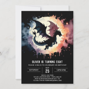 Geschilderde Elegant Dragon Verjaardag Kaart