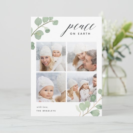 Geschilderde eucalyptus | Holiday Photo Collage Ca Feestdagenkaart (Staand voorkant)