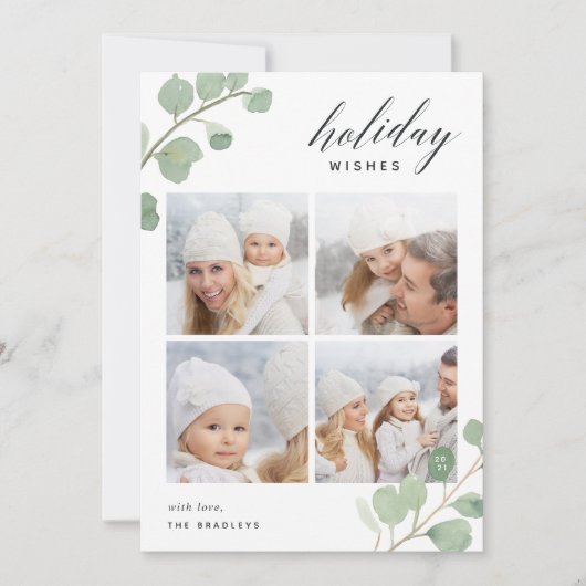Geschilderde eucalyptus | Holiday Photo Collage Ca Feestdagenkaart (Voorkant)