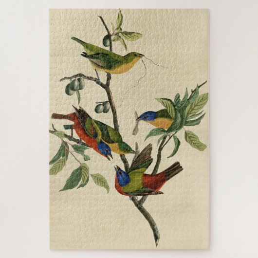 Geschilderde Finch (Bunting) Audubon's vogels in A Legpuzzel (Verticaal)