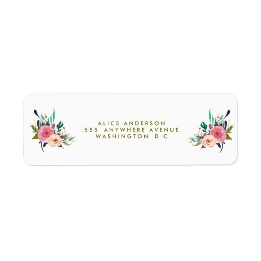 Geschilderde Floral retour adres Stickers (Voorkant)