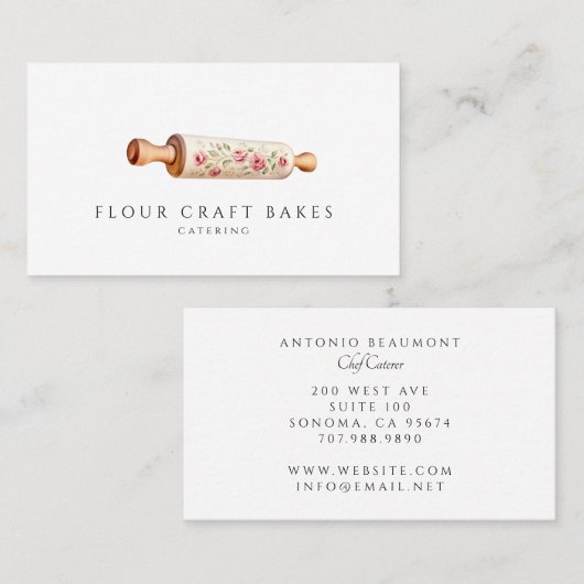 Geschilderde Floral Rolling Pin Visitekaartje (Voorkant / Achterkant)