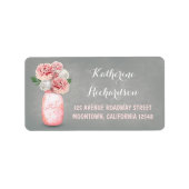 Geschilderde florale mason jar bruiloft adresetike etiket (Voorkant)