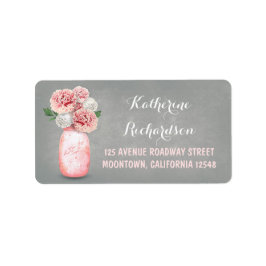 Geschilderde florale mason jar bruiloft adresetike etiket