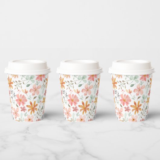 Geschilderde Florals Paper Cups Papieren Bekers (Multi)