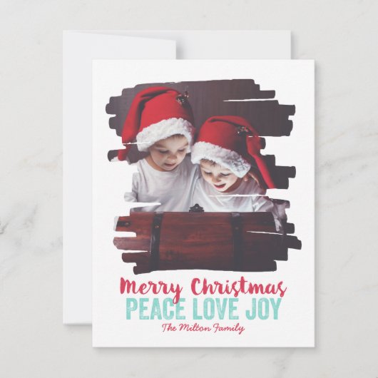 Geschilderde fotolijst Vrede Liefde Geluk Feestdagenkaart (Voorkant)