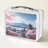 Geschilderde Fuji berg in kersenbloesem seizoen (Achterkant)