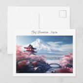 Geschilderde Fuji berg in kersenbloesem seizoen Briefkaart (Voorkant / Achterkant)