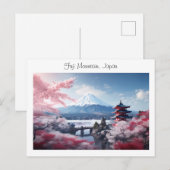 Geschilderde Fuji berg in kersenbloesem seizoen Briefkaart (Voorkant / Achterkant)