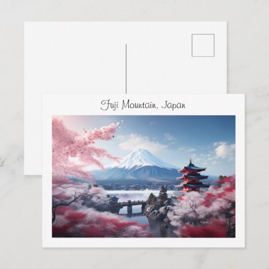 Geschilderde Fuji berg in kersenbloesem seizoen Briefkaart (Voorkant / Achterkant)