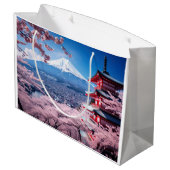 Geschilderde Fuji berg in kersenbloesem seizoen Groot Cadeauzakje (Achterkant Gekanteld)