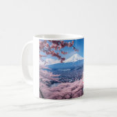 Geschilderde Fuji berg in kersenbloesem seizoen Koffiemok (Voorkant links)