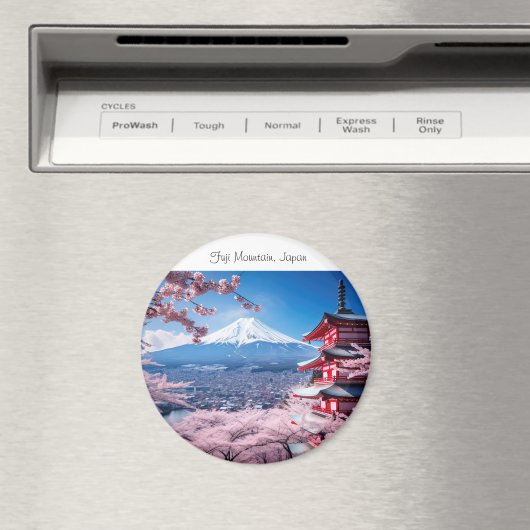 Geschilderde Fuji berg in kersenbloesem seizoen Magneet (Insitu (Vaatwasser))