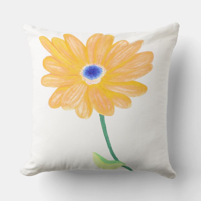 Geschilderde gedurfde bloeiende gele bloem kussen (Voorkant)