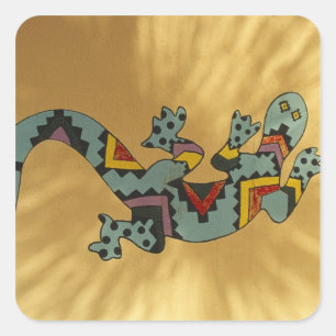 Geschilderde gekko-hagedis op muur, Tucson, Arizon Vierkante Sticker