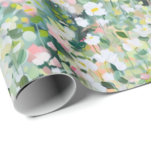 Geschilderde gele groene weide bloemen cadeaupapier (Rol Hoek)