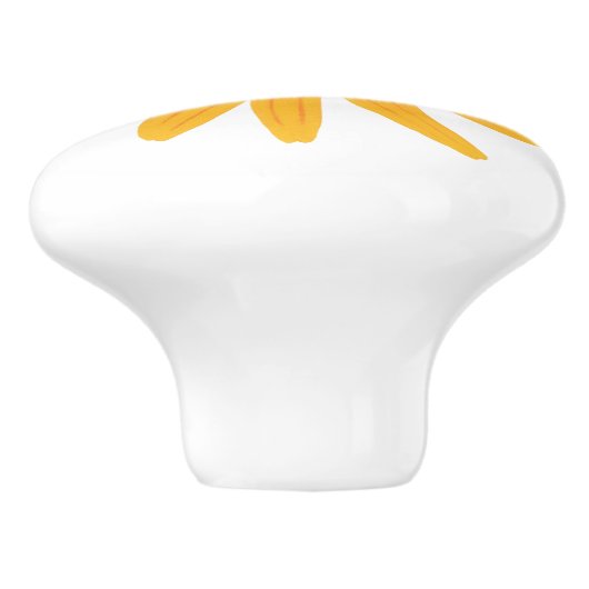 Geschilderde gele zonnebloem keramische knop (Zijkant)