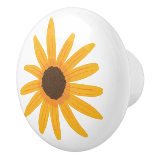 Geschilderde gele zonnebloem keramische knop (Rechts)